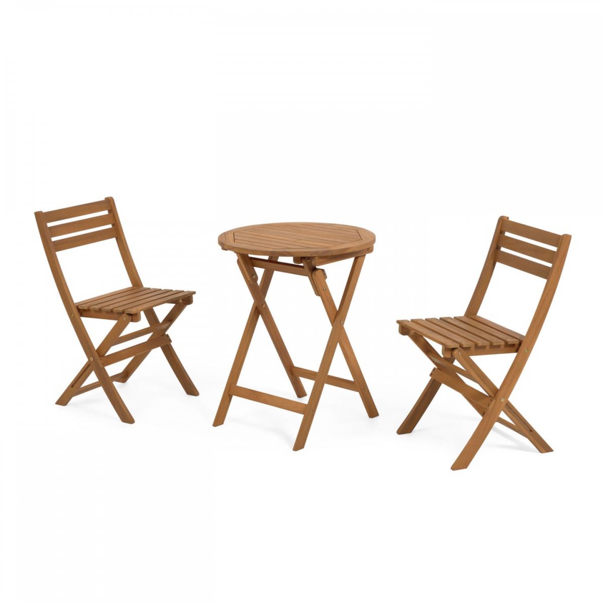 Keihome Linea J: Set Elisia tavolo e 2 sedie pieghevoli da esterno in legno  Keihome Linea J